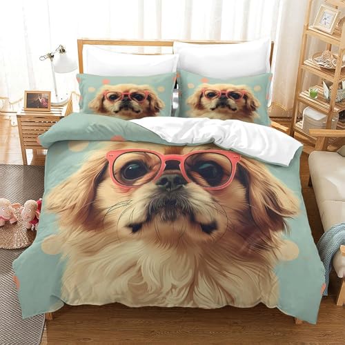 Housse de couette chien imprimé 3D grand lit King taie oreiller sans plis - 3