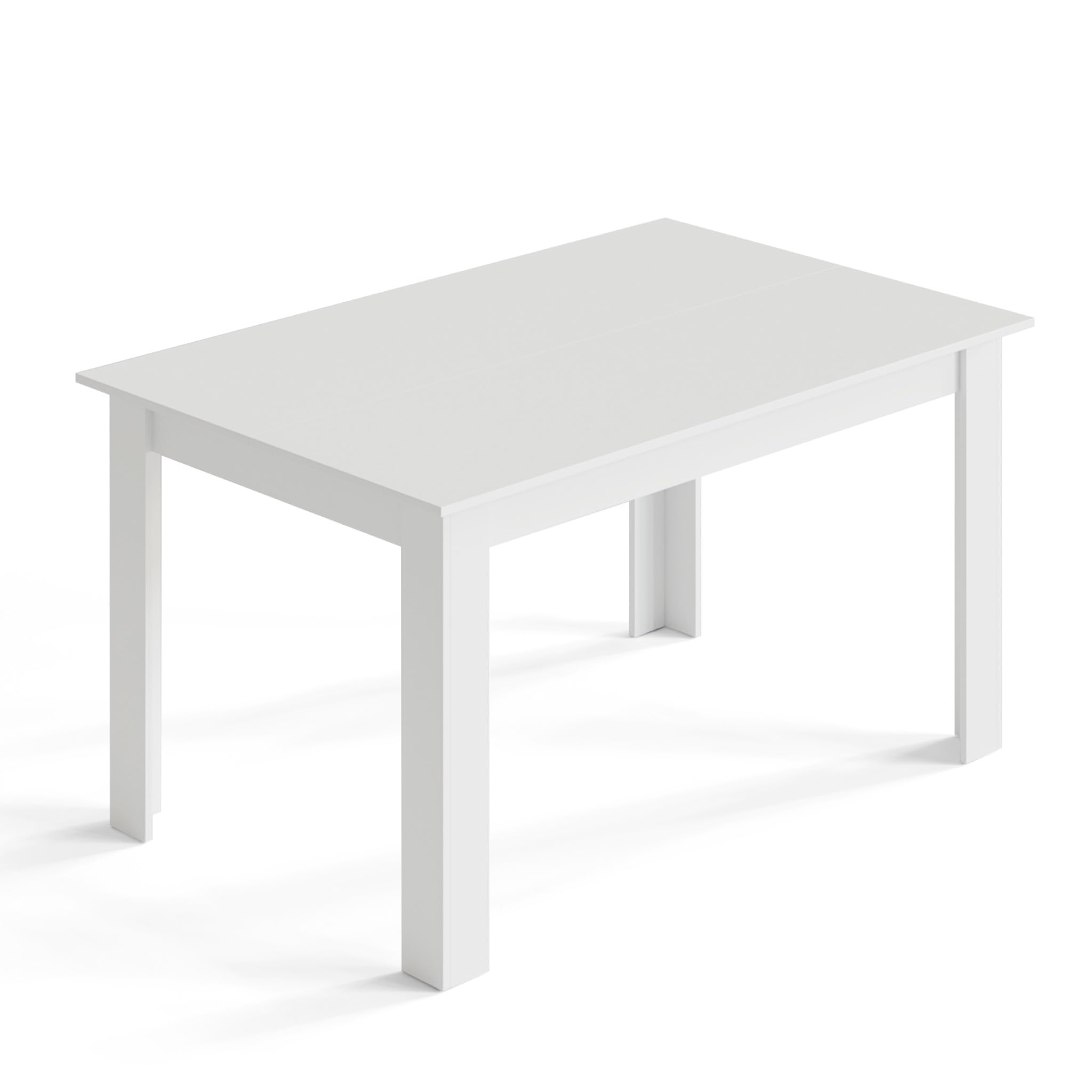 Mondeer Dining Table, 138 x 90 cm Modern Kitchen Table for 4-6 People, Wooden Rectangular Dinner Table for Dining Room Kitchen Living Room, White