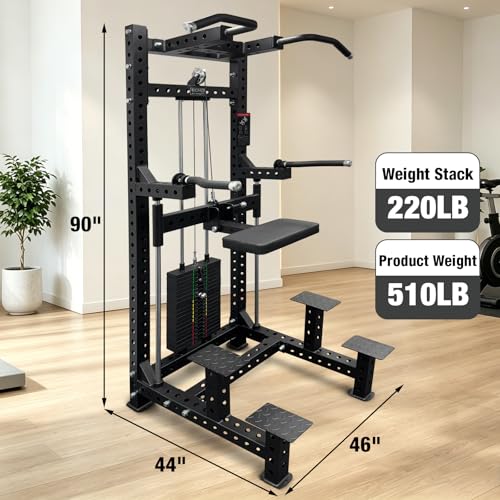 Image of Commercial-Grade Strength Exercise Equipment with 220lb Weight Stack, 3 inchx3 inch 12-Gauge Steel Tubing for Home & Gym, Multi-Function Trainer Machine for Strength Training & Body Building