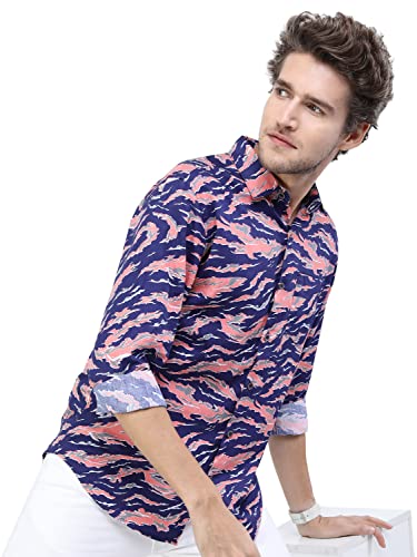 Image of Ketch Men Cotton Slim Fit Printed Full Sleeve Shirt