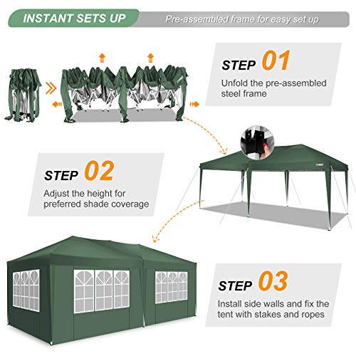 Image of COBIZI Canopy 10x20 Pop Up Canopy Tent,Yellow