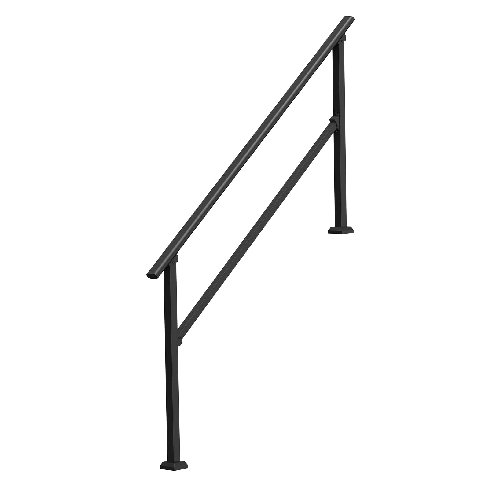 VEVOR Kit Corrimano per Gradini Esterni, Scale 5-6 Gradini, Ringhiere in Acciaio Carbonio, con Kit di Installazione, Corrimano per Anziani, Gradini in Cemento e Portico e Terrazza, Tubo Quadrato Nero