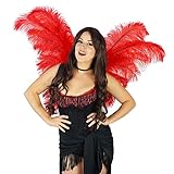 Adult Angel Fairy Wing - Red Ostrich Feather Wings - Costume Party, Carnival