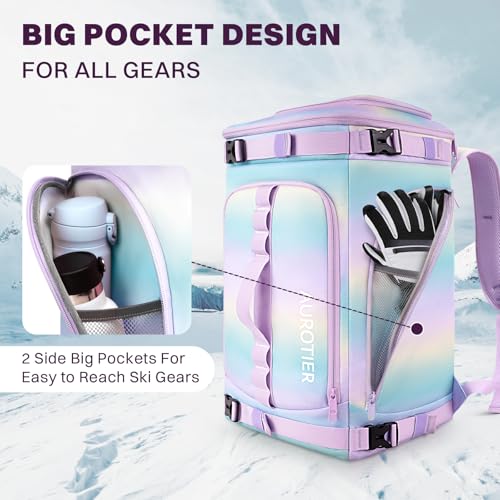 image for AUROTIER 60L Ski Boot Bag for Women with Helmet Compartment, Waterproo