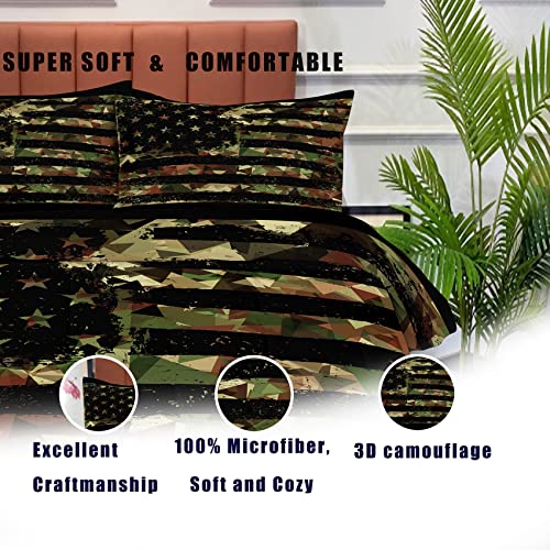 Ninenine Camo American Flag Bedding Full Size Bedding Sets For Boys Teens Kids Army Green Comforter Sets Western Bedding Rustic Trees Leaves Camouflage Comforter Set With 1 Comforter 2Pillowcases #TOP2