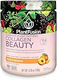PlantFusion Collagen Beauty Plant Peptides Powder | Vegan Collagen Supplement for Skin Hydration, Elasticity, and More Glowing and Youthful Skin| Gluten-Free, Non-GMO |Peach Mango, 6.35 Ounce