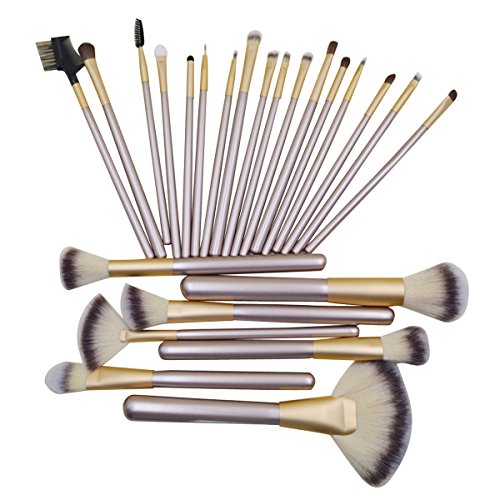 AiSi Luxury 24 PCS Professional Makeup Brushes Tools Sets / Kits Natural Cosmetic Animal Hair Brushes with Pouch and Bag