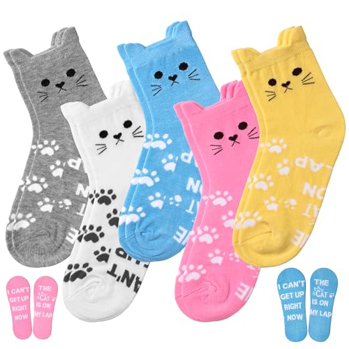 ZXGXLAW Women Cat Animal Cute Socks Funny Crazy Girl Gifts for I Cant Get Up Right Now The Cat Is On My Lap