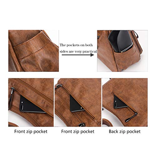 Artwell Fashion Crossbody Bag For Women Shoulder Bag Soft Pu Leather Handbags Purses Multi Pocket Hobo Tote Bag (Brown) #TOP3