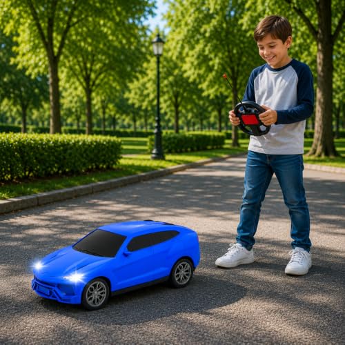 Image of Gooyo GY-448JM Rechargeable Remote Control Car Toy | Blue Color, Power Source: Lithium Rechargeable Battery for Car (Included) & 2xAA Battery for Remote Controller (Not Included)