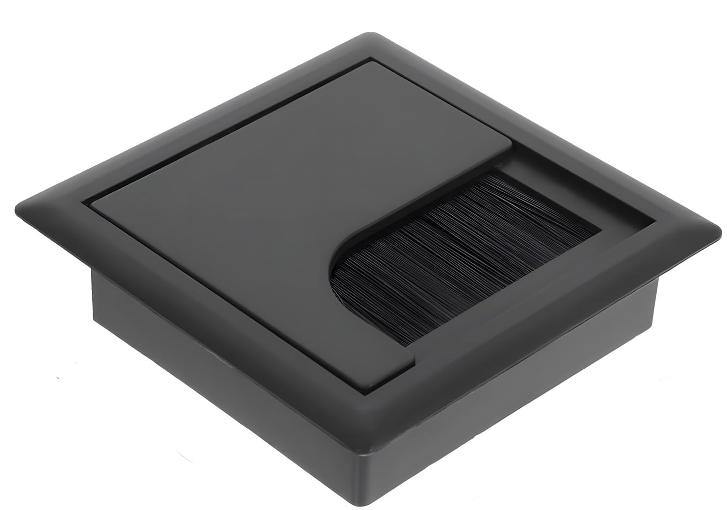 24x7 eMall 8 Cm Aluminum Office Desk Wire Cable Hole Cover with Dust Proof Brushes for Computers Work Rectangular Metal Organizer Stylish Desk Accessory Wire Manager Concealed. 80 mm x 80 mm Black