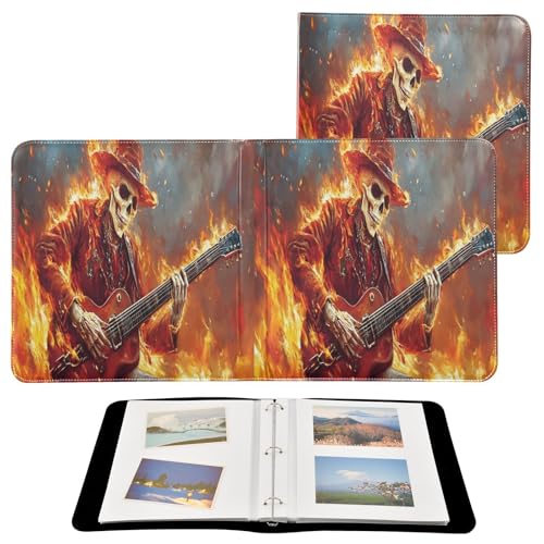 Álbum de Fotos Autoadhesivo DIY Scrapbook Álbum con Calavera Tocando Guitarra, Encuadernador de 3 Anillas, 40 Páginas 8x10 para Recuerdos miniatura 2