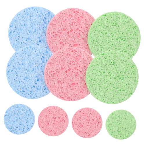 TOVINANNA 10個 木材パルプコットン洗顔料 ボディワイプ 流せるおしりふき 染色 makeup sponge makeup remover 顔用 除去パッド 洗顔アクセサリー ポリウレタン
