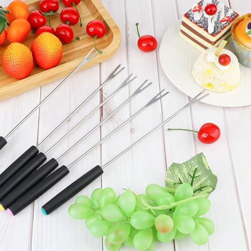 image for Trinkrittey 6 Pcs Stainless Steel Fondue Forks Cheese Fondue Sticks Lo