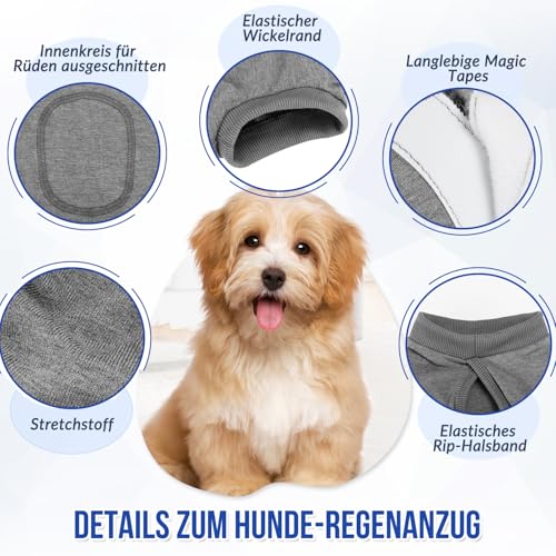 Eyein Hundebody Nach Op, Atmungsaktiver und bequemer Einteiler für Hunde mit Verstellbarer Klettverschluss, Wundschutzanzüge für Hunde zur Verhinderung von Lecken - E-Halsband-Alternative (Grau, M)