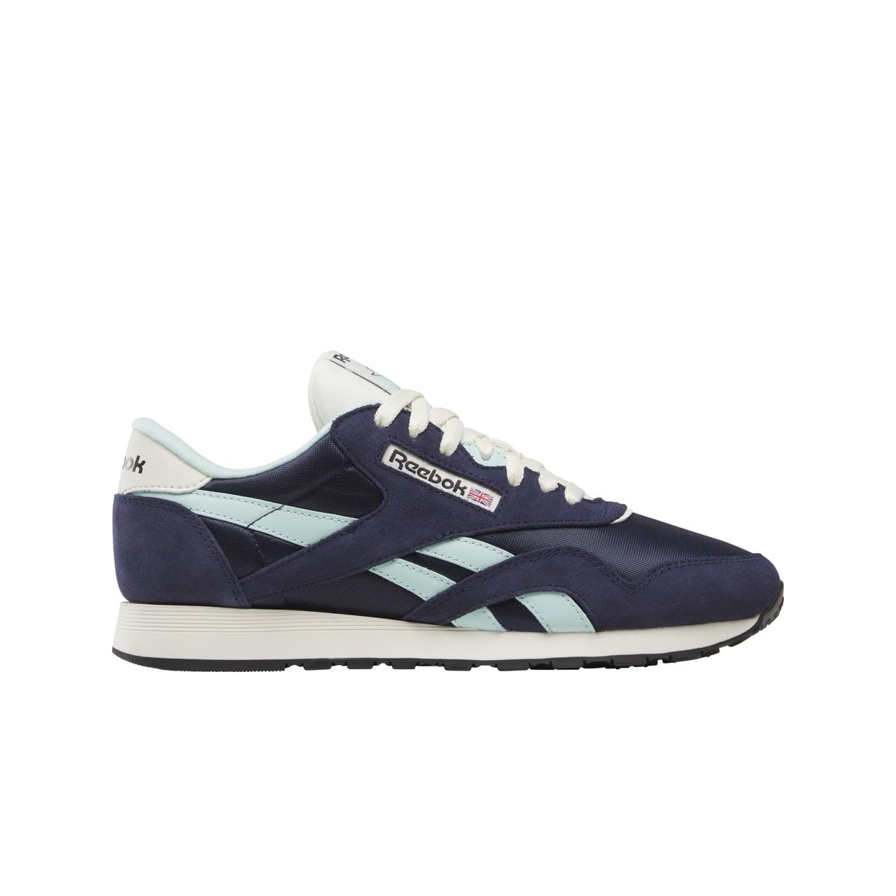 Reebok Men's Classic Nylon Sneaker, Vector Navy/Glitch Aqua/Vintage Chalk, 10.5