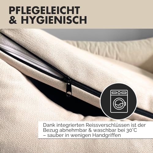 PAW WOW Emma Hundebett | Orthopädisches Hundebett | Hundekörbchen für kleine und mittelgroße Hunde (Beige, 85x65cm)