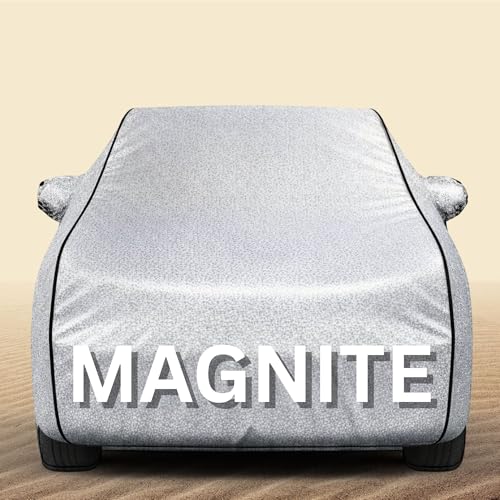Image of 100% Waterproof Magnite Car Cover Heavy Duty - Premium Polyester Car Body Cover, All Weather Outdoor Protection, UV Resistant, Dustproof, Windproof, Heat Resistant, Scratch Resistant (Silver)
