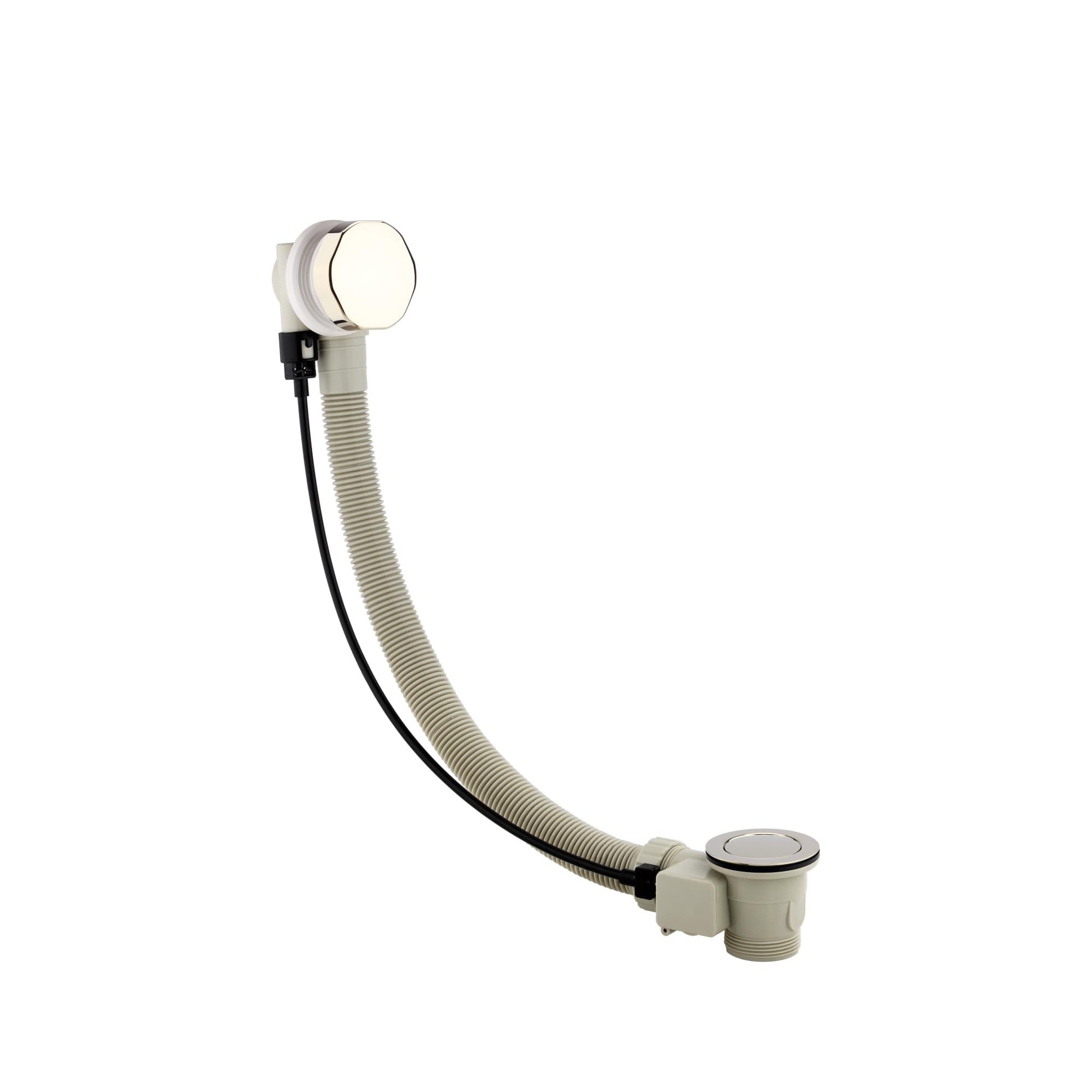 ENKI, W97, Gold Bath Waste with Overflow and Pop Up Waste, Suitable for Thick Baths 5-25mm, Polished Gold