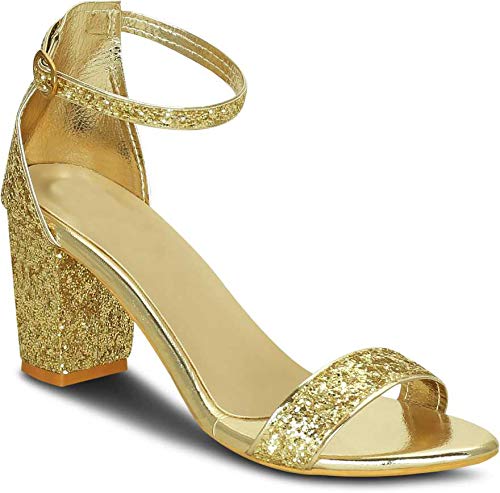 TipnToes Women Gold Fancy Block Heels (B08KC3X9FX) Amazon Price History, Amazon Price Tracker