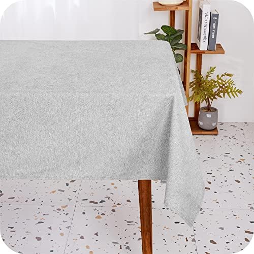 Amazon Brand - Umi White Table Cloth Wipe Clean Faux Linen Rectangular Water Resistant Washable Table Cover for Dinning Room 132x178cm 52x70in