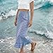 Women's Plaid Maxi Skirts A-Line Ruffle Hem Layer Y2k Flowy Casual Long Skirts Fashion High Waisted Gingham Skirt Blue