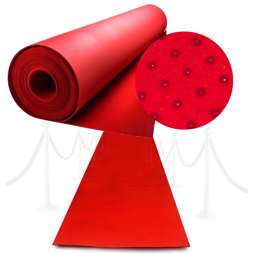Red Carpet Runner for Party 2.2 x 16.4 FT- Non Slip 3mm Thick Wedding Aisle Runner - Red Rug for Indoor Outdoor Ceremony Party Decorations Hollywood Oscars Event Runway Fashion Show