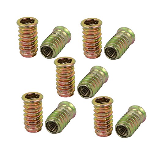 uxcell 10pcs M10x30mm Zinc Plated Hex Socket Drive Countersunk Head Insert Nut for Wood