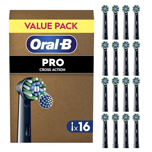 Oral-B Lot de 16 têtes de brosse à dents électrique Pro Cross Action - Pour un nettoyage des dents supérieur - Avec poils en X - Noir