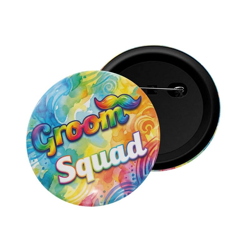 Image of dhcrafts Pin Badges Black Color Groom Squad Glossy Finish Design Pack of 1
