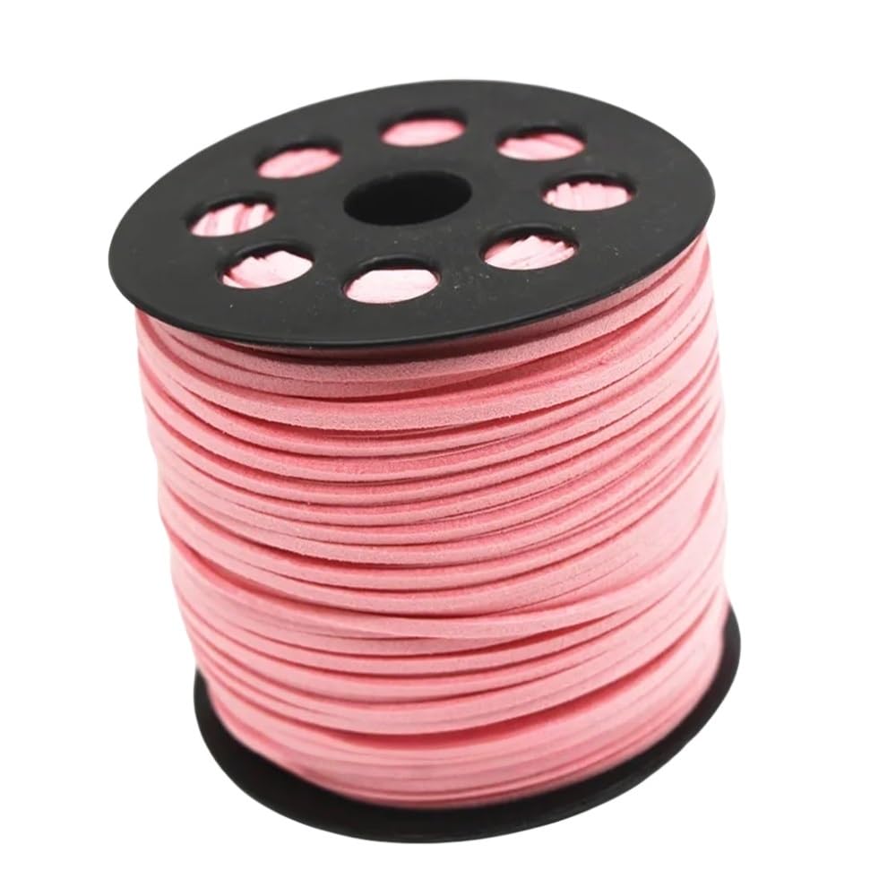 10 Yards geflochtene Kordel aus Wildlederimitat for die DIY-Schmuckherstellung, mehrfarbig, 2,7 mm x 1,5(Pink)