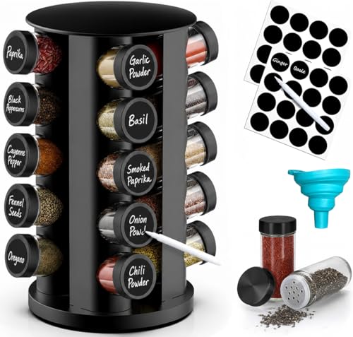 Handisen Rotating Spice Rack Organizer for Cabinet, Spice Racks Storage with 20 Jars, Spinning Spice...