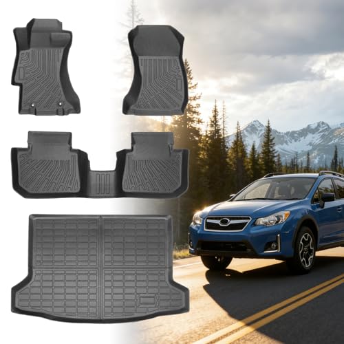 Floor Mats for Subaru Crosstrek 2013-2016-2017 for Subaru Impreza 2012-2016 Front Rear Mats & Cargo Mat TPE Anti-Slip Waterproof Summer Winter Floor Liners Crosstrek Floor Mats Accessories