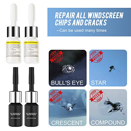 4 Pack Automotive Glass Nano Repair Fluid Kit, Car Windshield Repair Set, Glass Repair Set Crack Repairing Replenisher for Auto Glass Crack Crater and Scratch Fixing