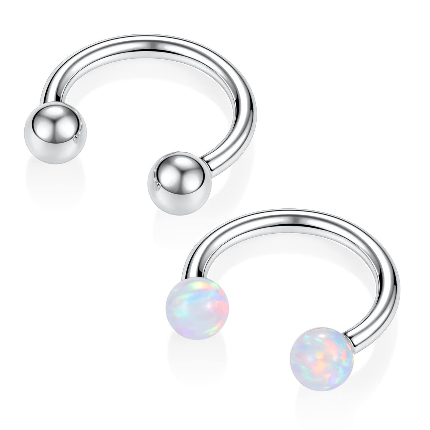 2PCS 16G Septum Ring Titanium Horseshoe Septum Nose Ring Internally Threaded Helix Earrings G23 Daith Piercing Jewelry Cartilage Rook Lobe Conch