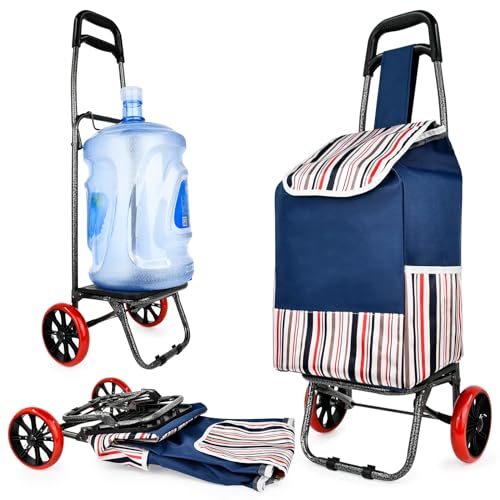 Recopilación de Carrito para Mandado Plegable para comprar online. 41 GKMJ Carrito de Compras Plegable con Ruedas,Carrito de Compras para Alimentos,Carrito Sencillo Plegable para Mandado,Bolsa Oxford Extraíble,para Compras,Lavandería (Azul)