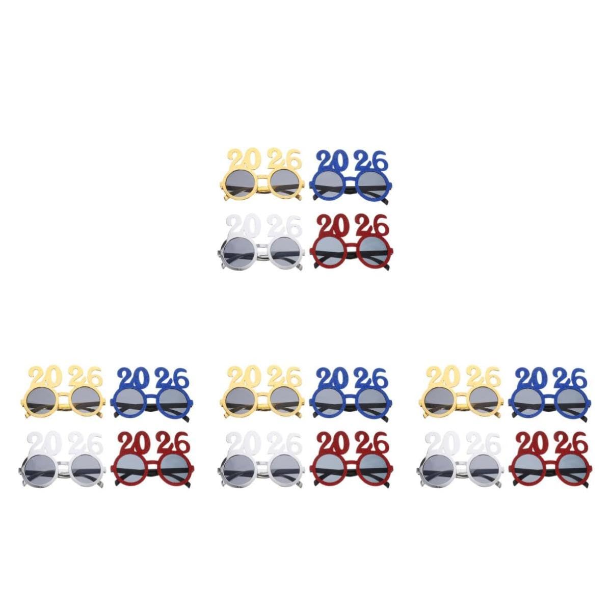 Toyvian 16 Stück Partybrille aus PC für Silvester und Abschlussfeiern | Retro Design, Bunte Zahlen, Leichtes Foto Accessoire, Farbecht, Passend für Neujahr und Partyspaß