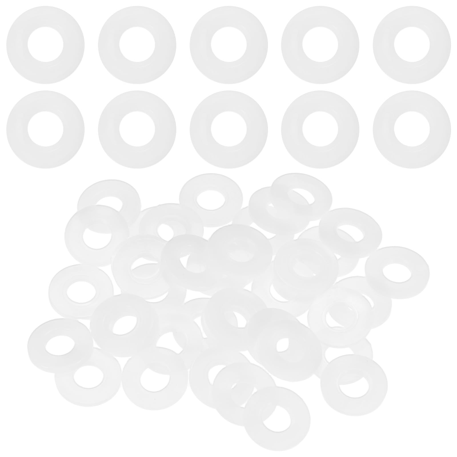 M METERXITY 40-Pack M8 Nylon Flat Washers 8mm ID 19mm OD 2mm Thick Round Plastic Plain Washer Fastener Sealing Spacer Gasket Ring for Household/Commercial [White] — image 1