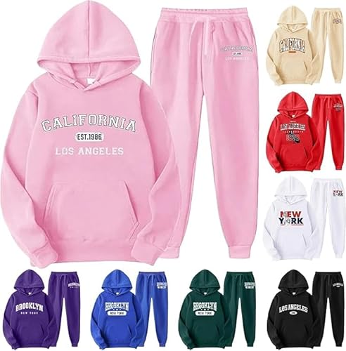 Track Suits Mens,Sweat Suits Men Sweat Sets Sweatsuits Jogging Suit Hoodie and Sweatpants Set Athletic Letter Print Fall Outfits(Pink,Medium)