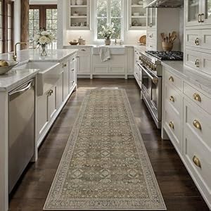 PureCozy Black Runner Rug 2x7 Vintage Area Carpet Hallway Long Indoor Kitchen Washable Living Room Low Pile Traditional Distressed Retro Accent Throw Rug Non Slip Laundry Bathroom Office Din