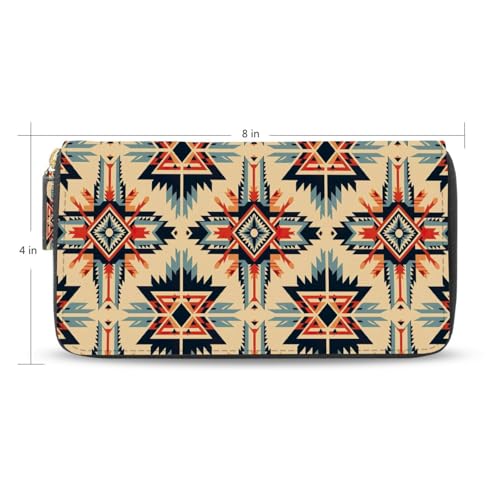 American Indian Ethnic Pattern Women's Large Capacity Wallets Holder Wallet Credit Card Clutch Coin Pocket Pu Leather Zipper Closure Deal Gift for Women 212198192