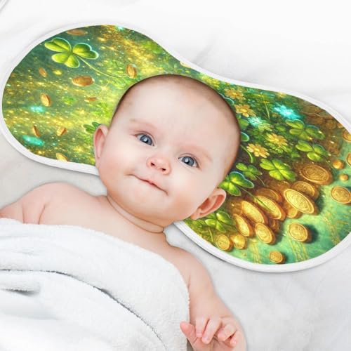 St Patricks Clover Baby Burp Cloths Absorbent Muslin Soft Burp Cloth Rags Cotton Burp Clothes for Girl Unisex Boy Newborn 1 Pack 22x11 Inches4