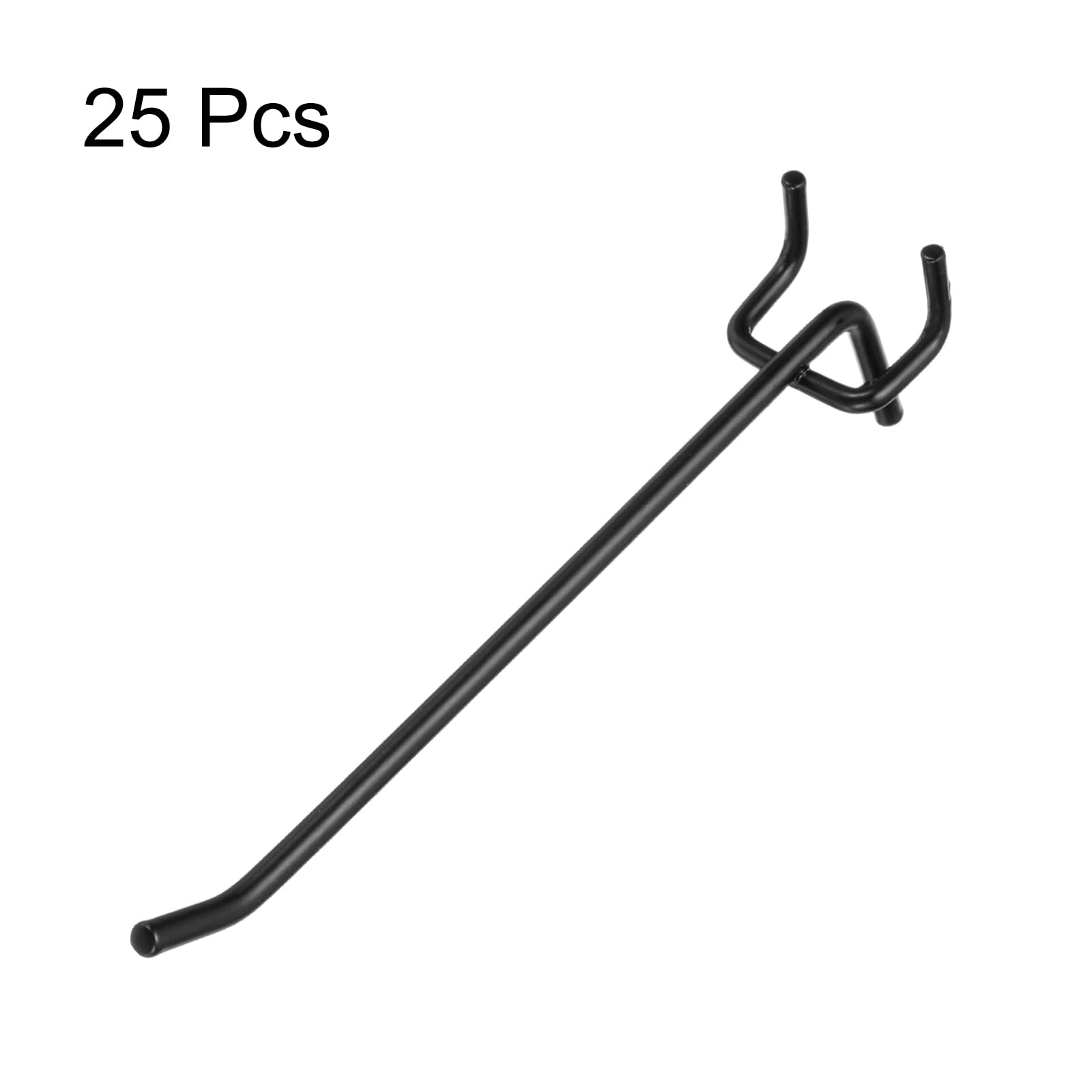 QUARKZMAN 25 Piezas De Ganchos De Estantería De Tablero Perforado 6" Ganchos De Exhibición De Tablero Perforado De Acero Inoxidable Soportes Para Taller Garaje Cocina Tienda Negro