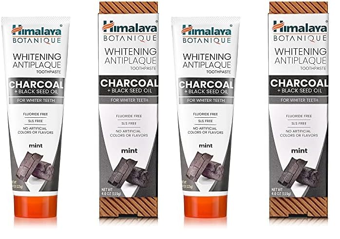 Himalaya, Whitening Antiplaque Toothpaste, Charcoal + Black Seed Oil, Mint, 4.0 oz (113 g) (Paquete de 2)