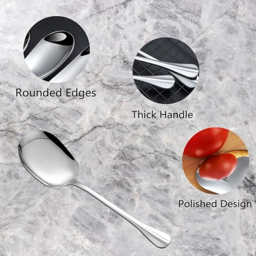 4 Pezzi Cucchiaio da Portata In Acciaio Inox, Cucchiai da Portata Grandi, Cucchiaio da Buffet, C-ucchiaio da Insalata Grande per Cene Al Ristorante e Pasti In Famiglia (21 x 5,8 cm) - immagine 4