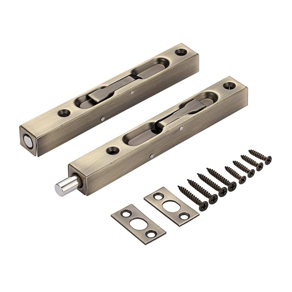 Upluckey 6 Inch Door Bolts Stainless Steel Concealed Security French Door Locks with Hardwares Double Door Slide Bolt Lock