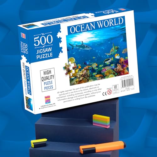 Image of Ocean World Jigsaw Puzzles for Kids and Children - Realistic Illustration Challenging Brain Booster Gifts, Fun and Creative Game - (500 Pcs)
