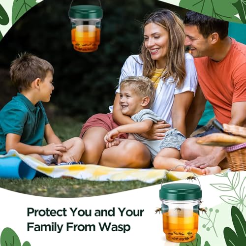 2 Pcs Wasp Traps for Outdoors Wasp Killer Hanging Bee Traps Reusable Fly Bee Killer for Indoor Outdoor Patio Garden Home by Tianchen - Used condition - Image 5
