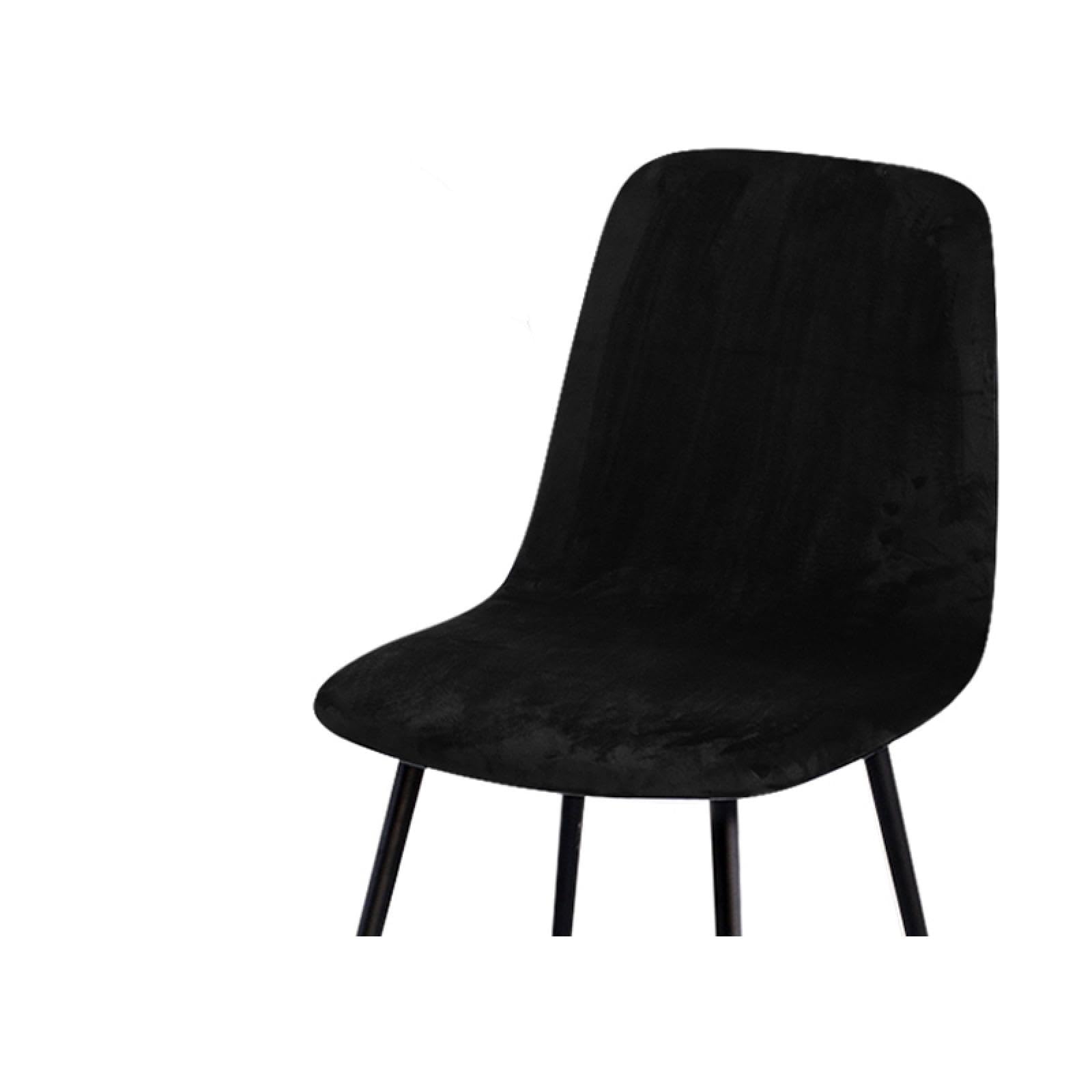 Housse de chaise dossier court velours noir extensible salle à manger fête