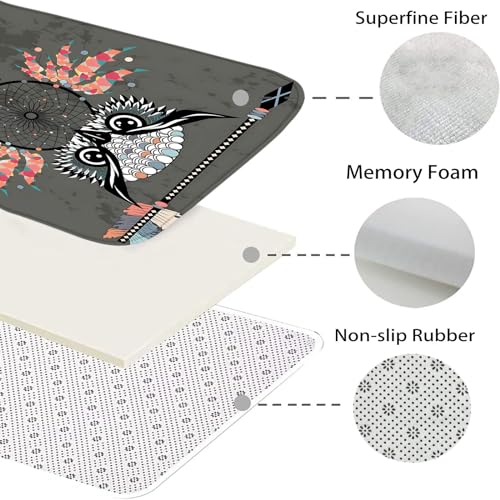 Badezimmerteppich Set Traumfänger und Eule Badgarnitur 3 Teilig Mikrofaser Badematten Set rutschfest U FöRmige Duschvorleger Super weich, Schnell Trocknend WC-Garnitur Teppich – Bild 6